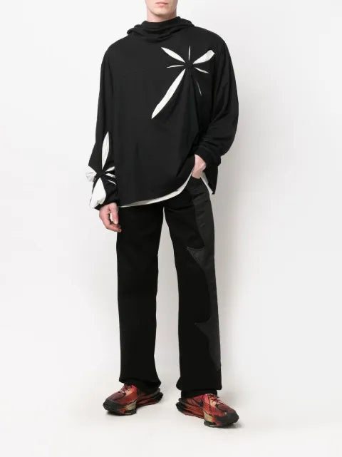 KUSIKOHC origami-pattern cotton hoodie