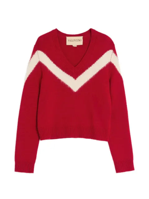 Valentino Garavani Inlaid V chevron bow-detail sweater