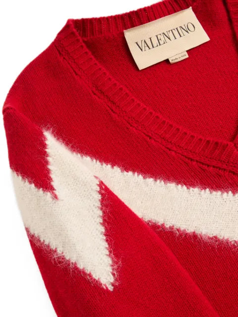 Valentino Garavani Inlaid V chevron bow-detail sweater