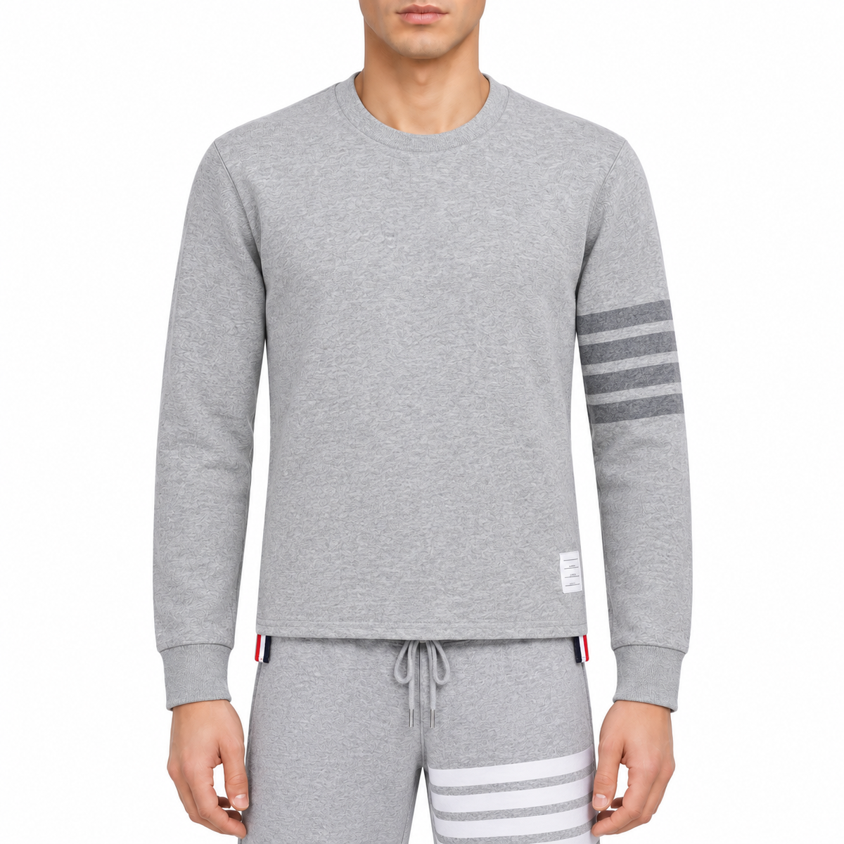 4 - Bar Puppy Embroidered Long Sleeve T - Shirt - Premium Cotton Tee | Thom Browne