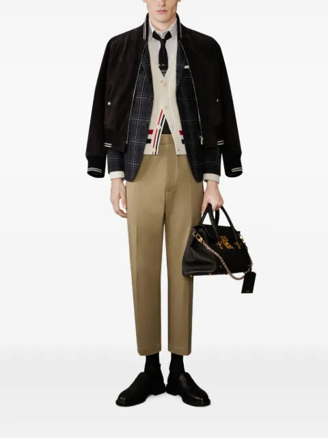 Thom Browne calf suede rib knit bomber jacket