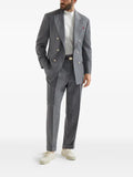 Brunello Cucinelli virgin wool chalk stripe one-and-a-half breasted tailor blazer