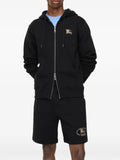 Burberry Check Knight stamp cotton zip hoodie