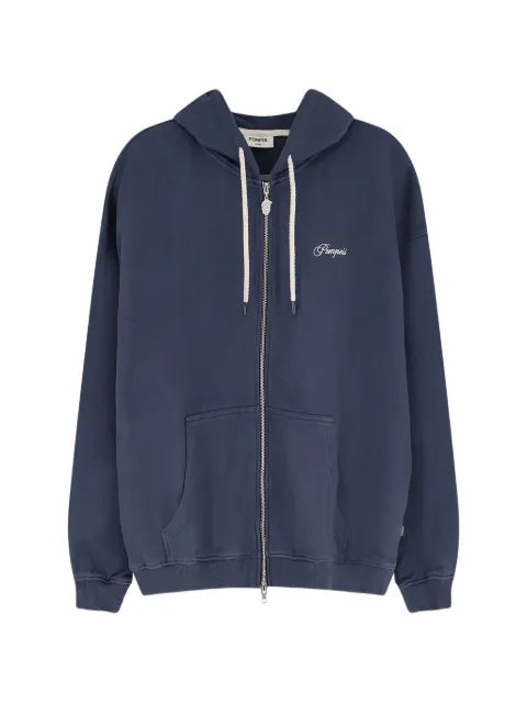 POMPEII logo-embroidered zip-up hoodie