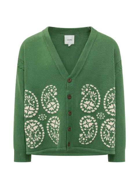 FOUND paisley-knit V-neck cardigan
