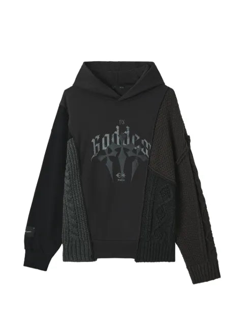 FIVE CM patchwork cable-knit hoodie