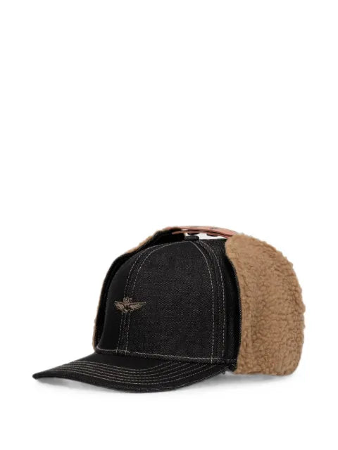Aeronautica Militare denim baseball cap with fleece lining