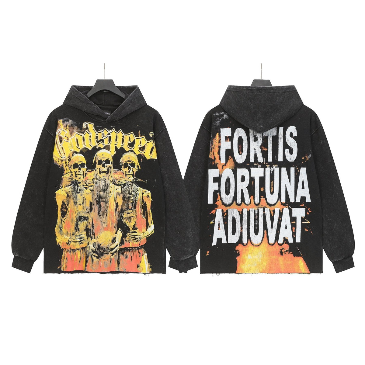 Godspeed Fortis Fortuna Adiuvat Skull Graphic Hoodie