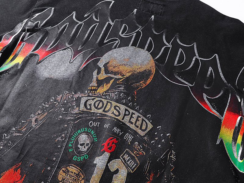 Godspeed Motorcycle Skull Graphic Short-Sleeve T-Shirt