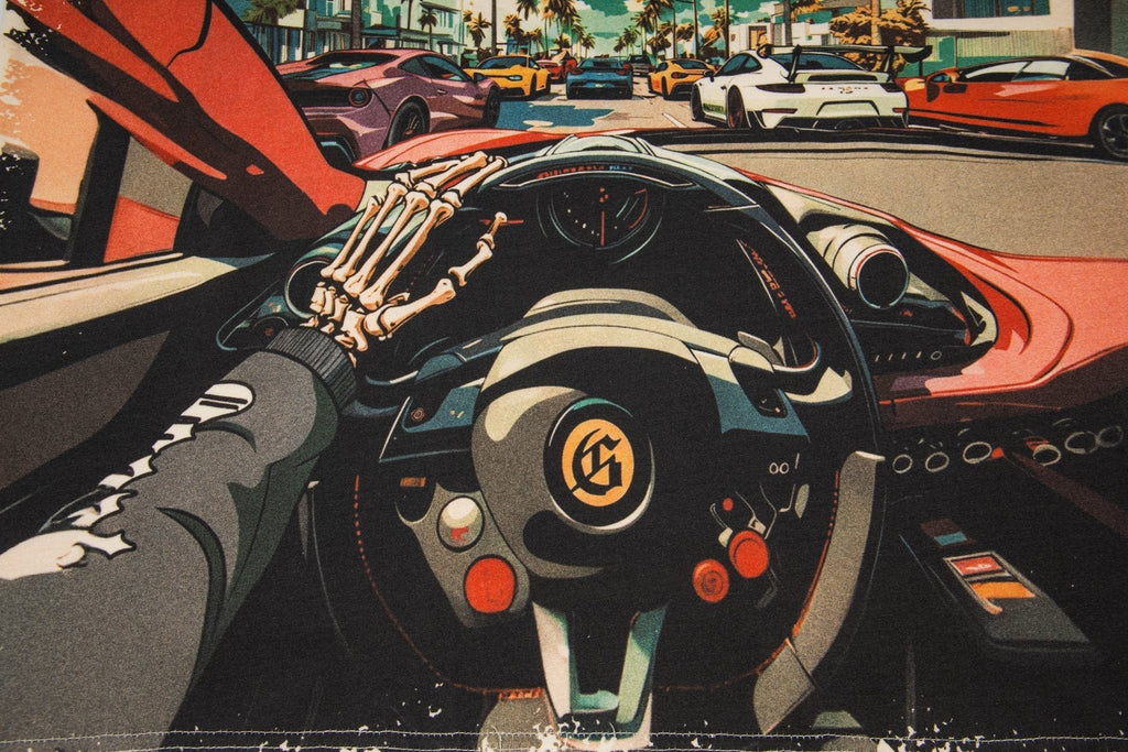Godspeed Retro Car & Palm Tree Graphic T-Shirt