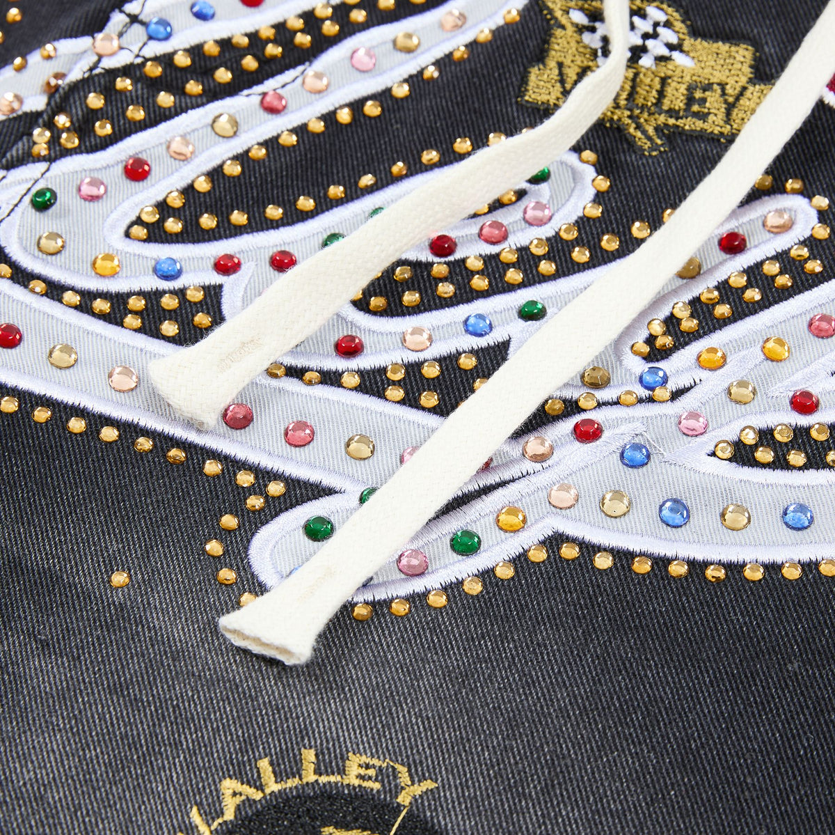 VALE 1980s Patch Rhinestone Denim Shorts