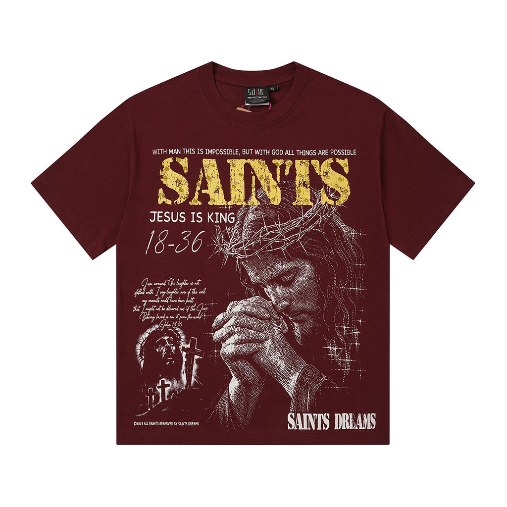 SAINT Religious Graphic Short-Sleeve T-Shirt