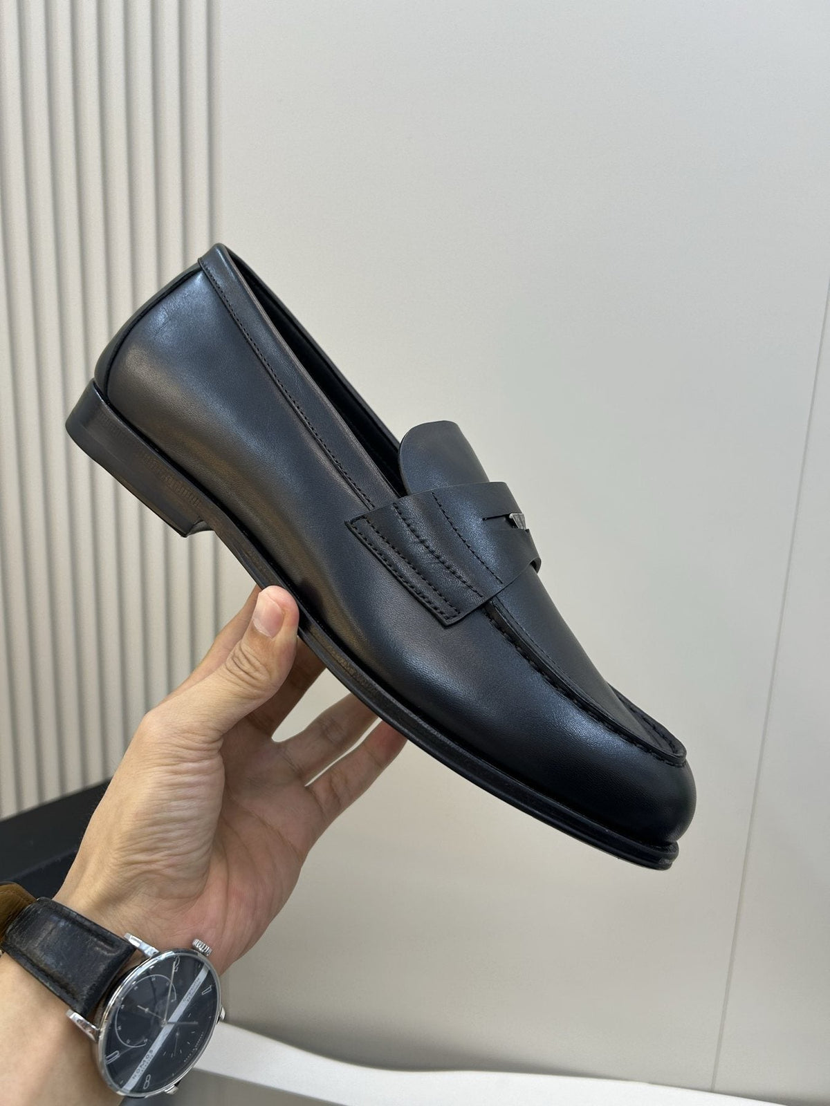 Prada Black Leather Penny Loafers