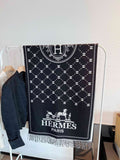 Hermès Geometric Motif Fringed Scarf