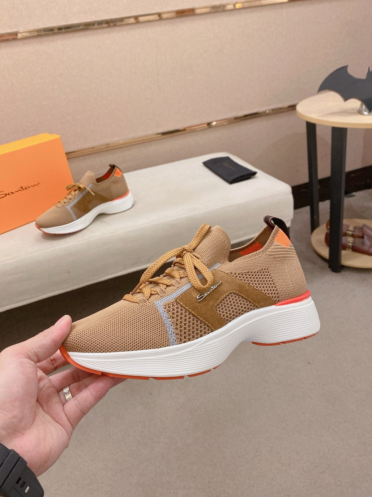Santoni Men's Knit Panel Sneakers