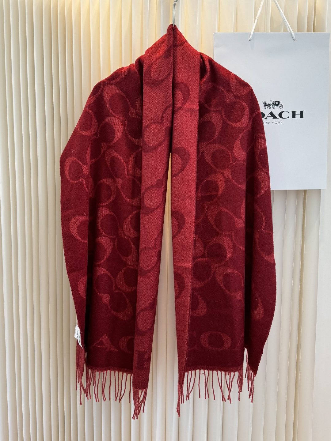 Coach C Motif Fringed Scarf