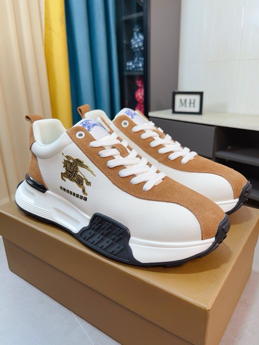 Burberry Men's Contrast-Panel Lace-Up Sneakers