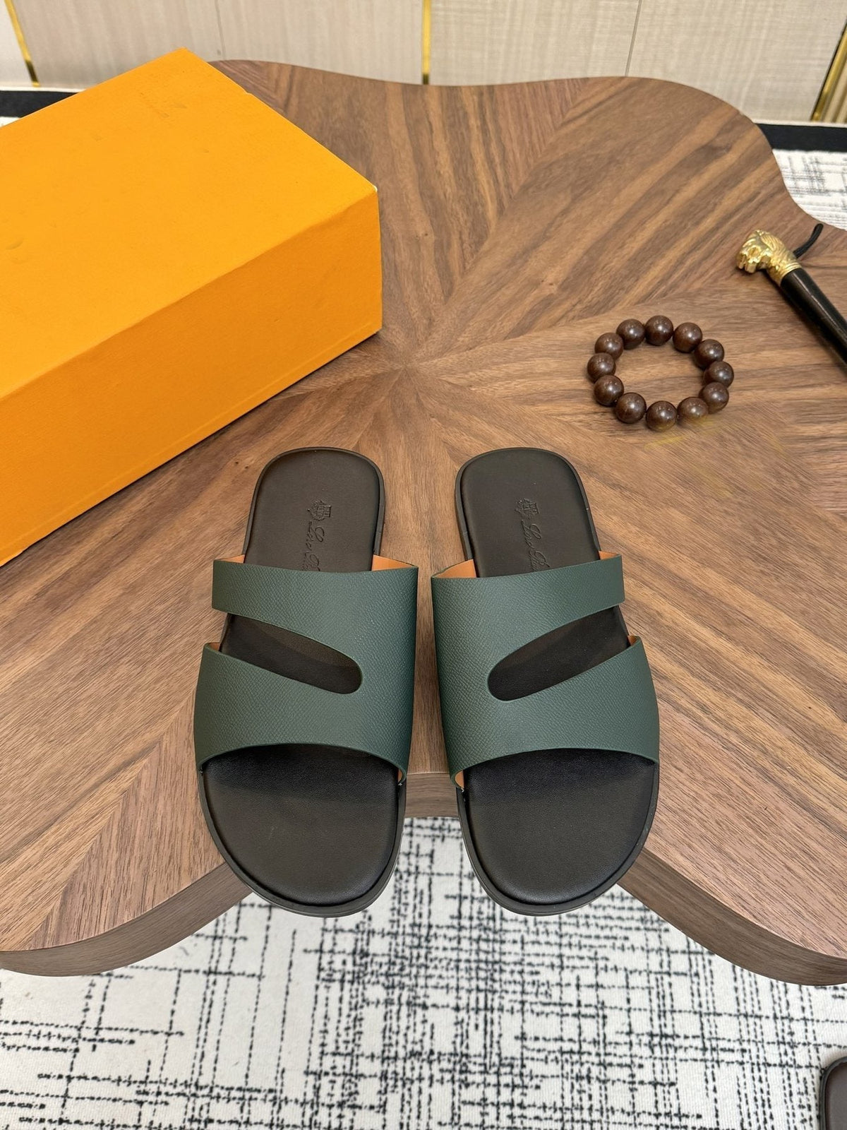 Loro Piana Two-Strap Slide Sandals