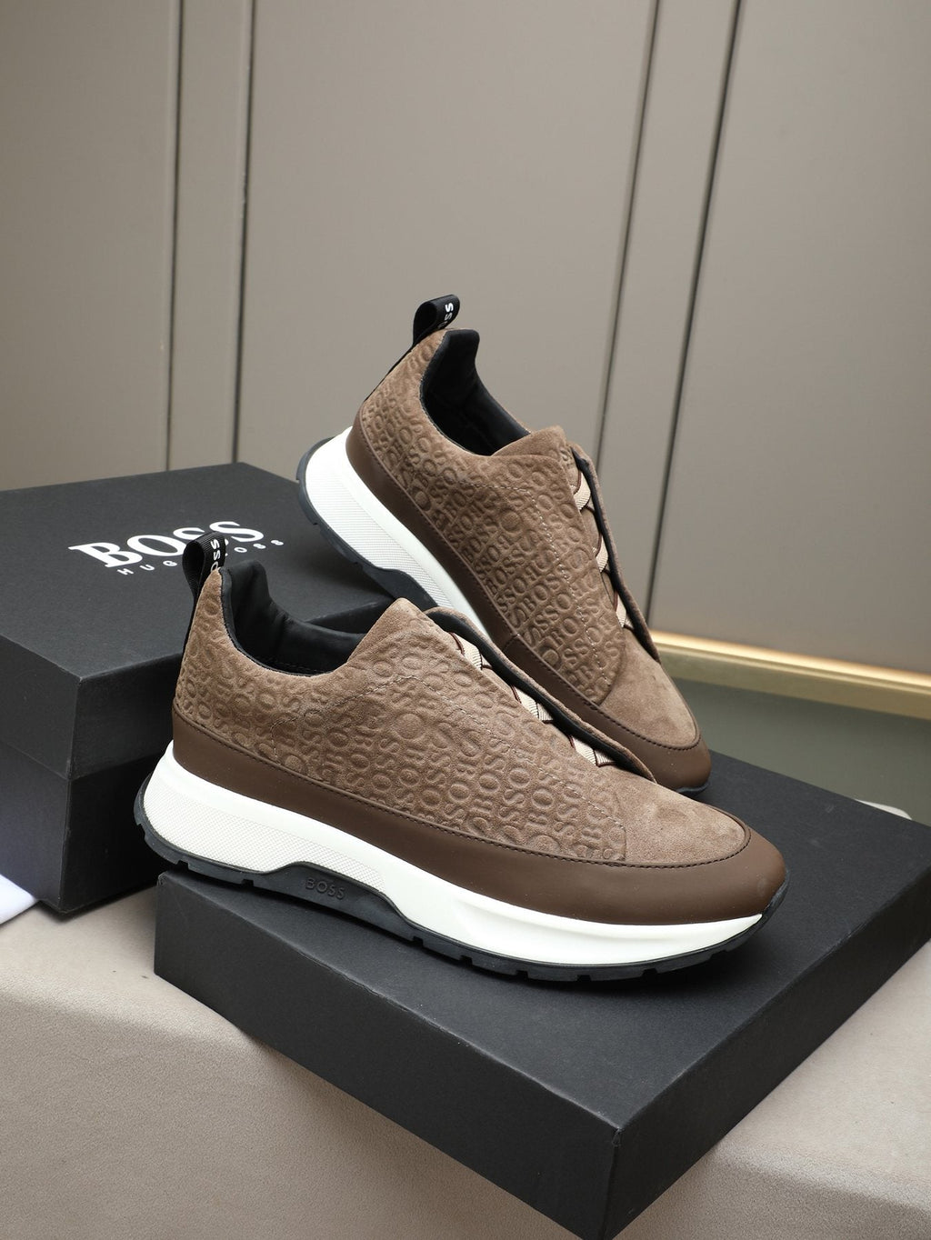 Hugo Boss Men's Textured Thick-Sole Slip-On Sneakers