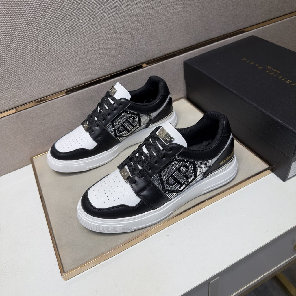 Philipp Plein Black and White Panel Sneakers