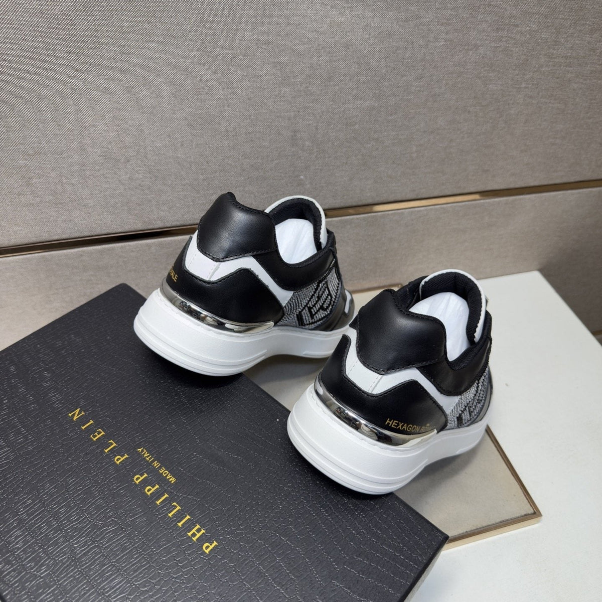 Philipp Plein Black and White Panel Sneakers