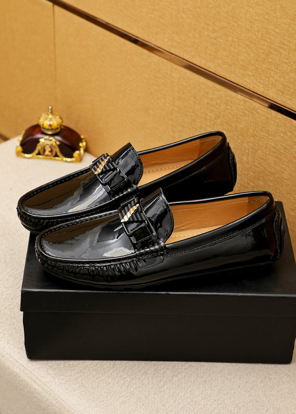 Giorgio Armani Black Leather Driving Loafers