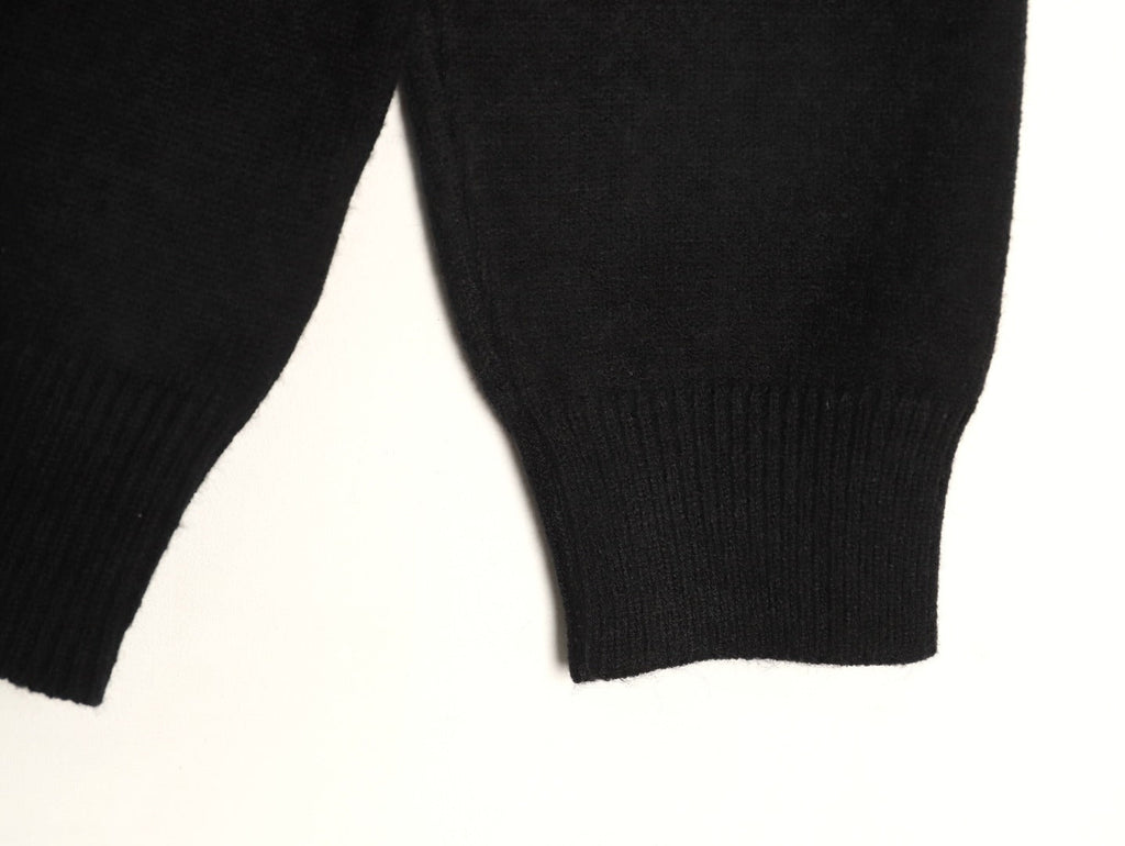 Burberry Equestrian Emblem Half-Zip Knit Sweater - Black